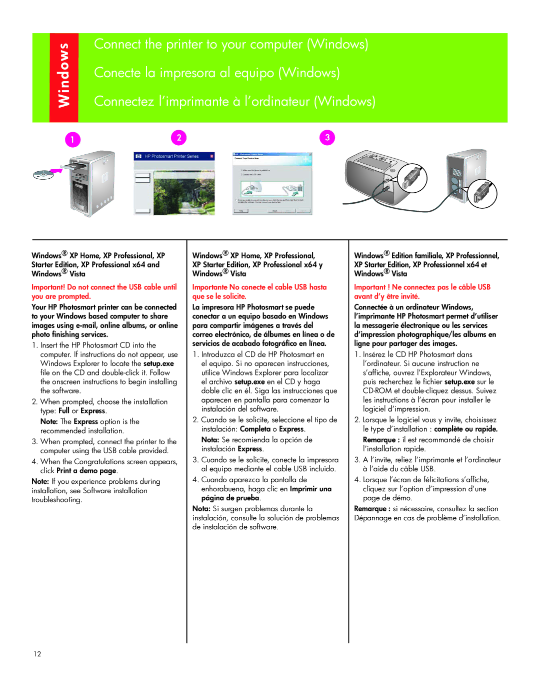 HP A440 manual Importante No conecte el cable USB hasta que se le solicite 