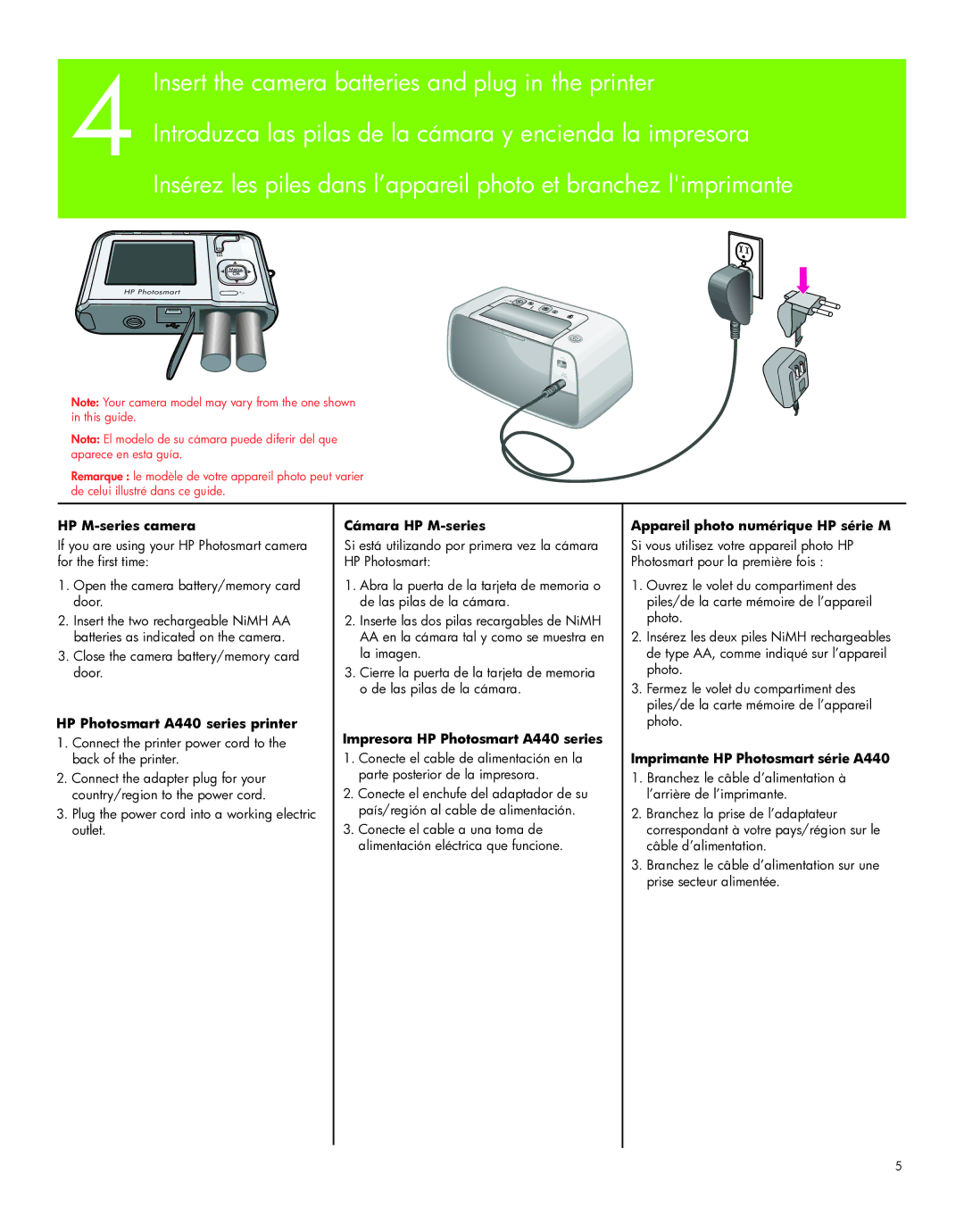 HP A440 manual HP M-series camera 