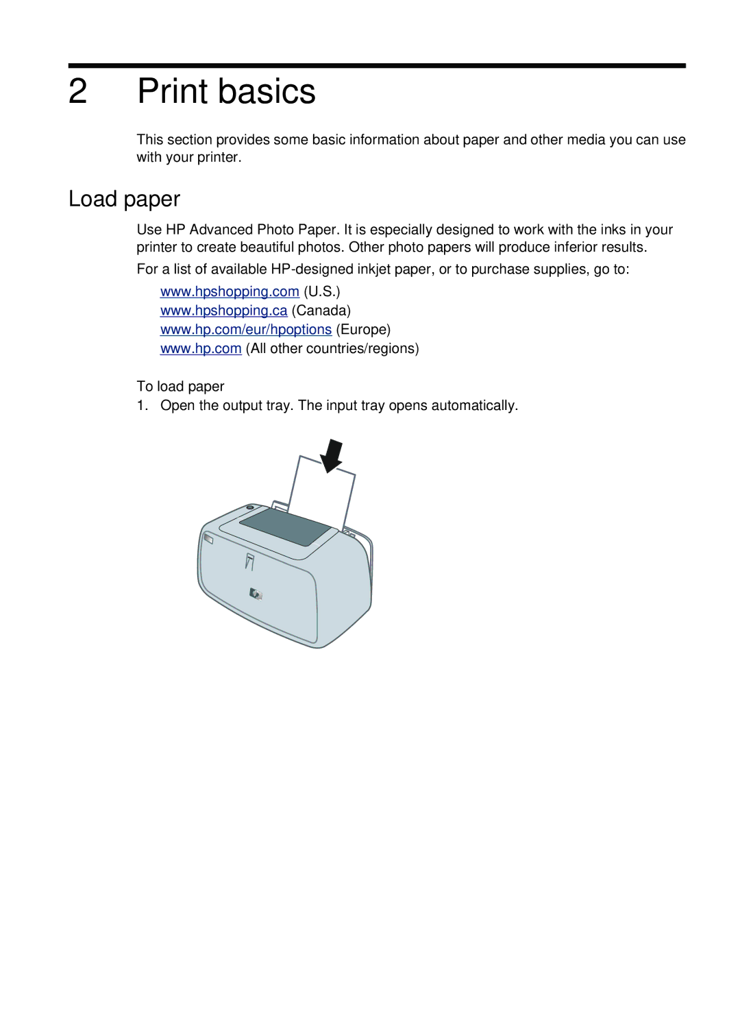 HP A440 manual Print basics, Load paper, To load paper 