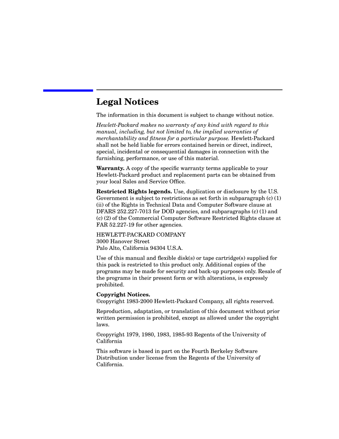 HP a4552-90016 manual Legal Notices 