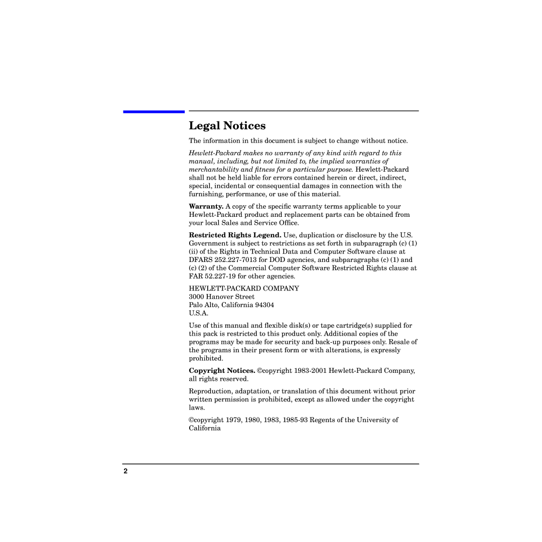 HP A4800A manual Legal Notices 