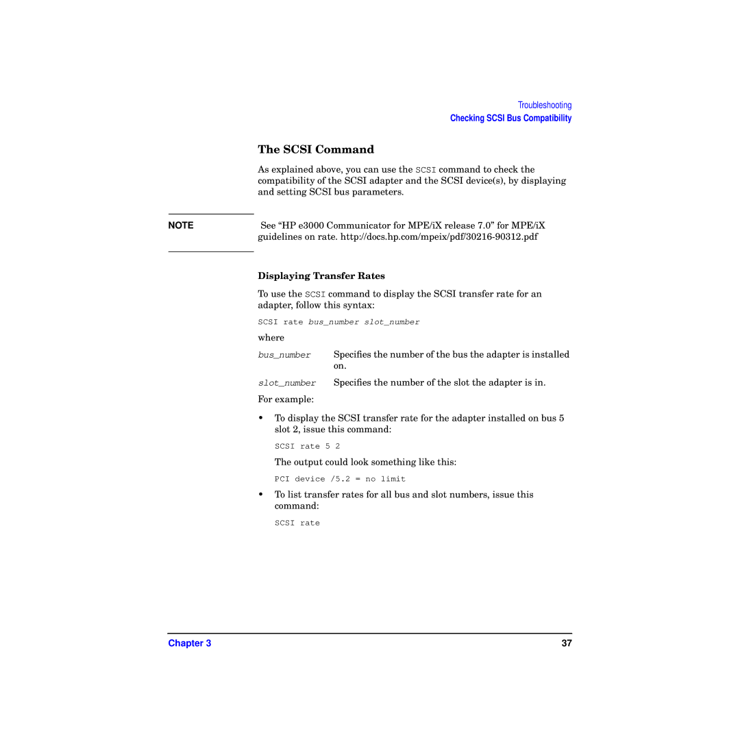 HP A4800A manual Scsi Command, Displaying Transfer Rates 