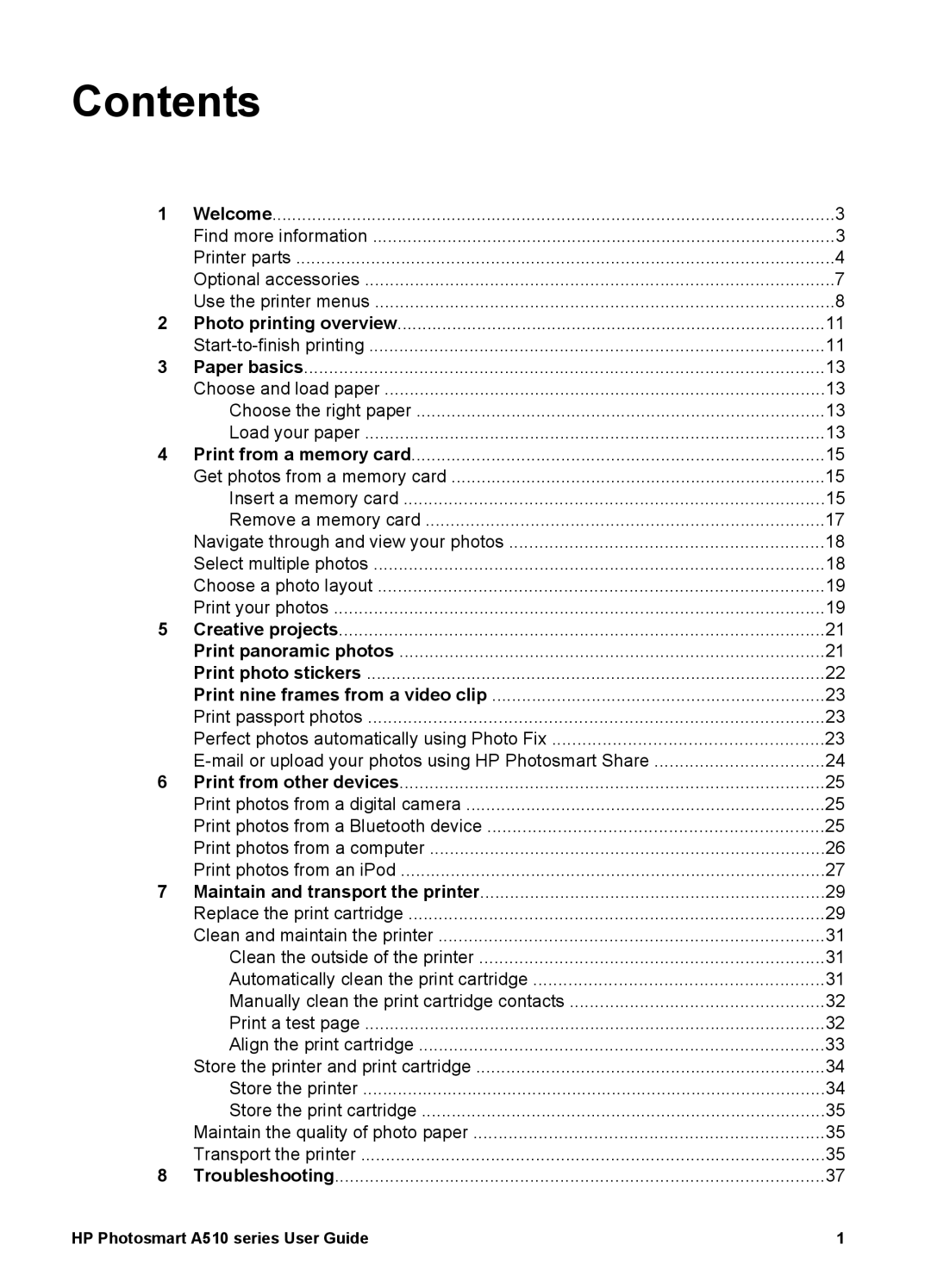 HP A510 manual Contents 