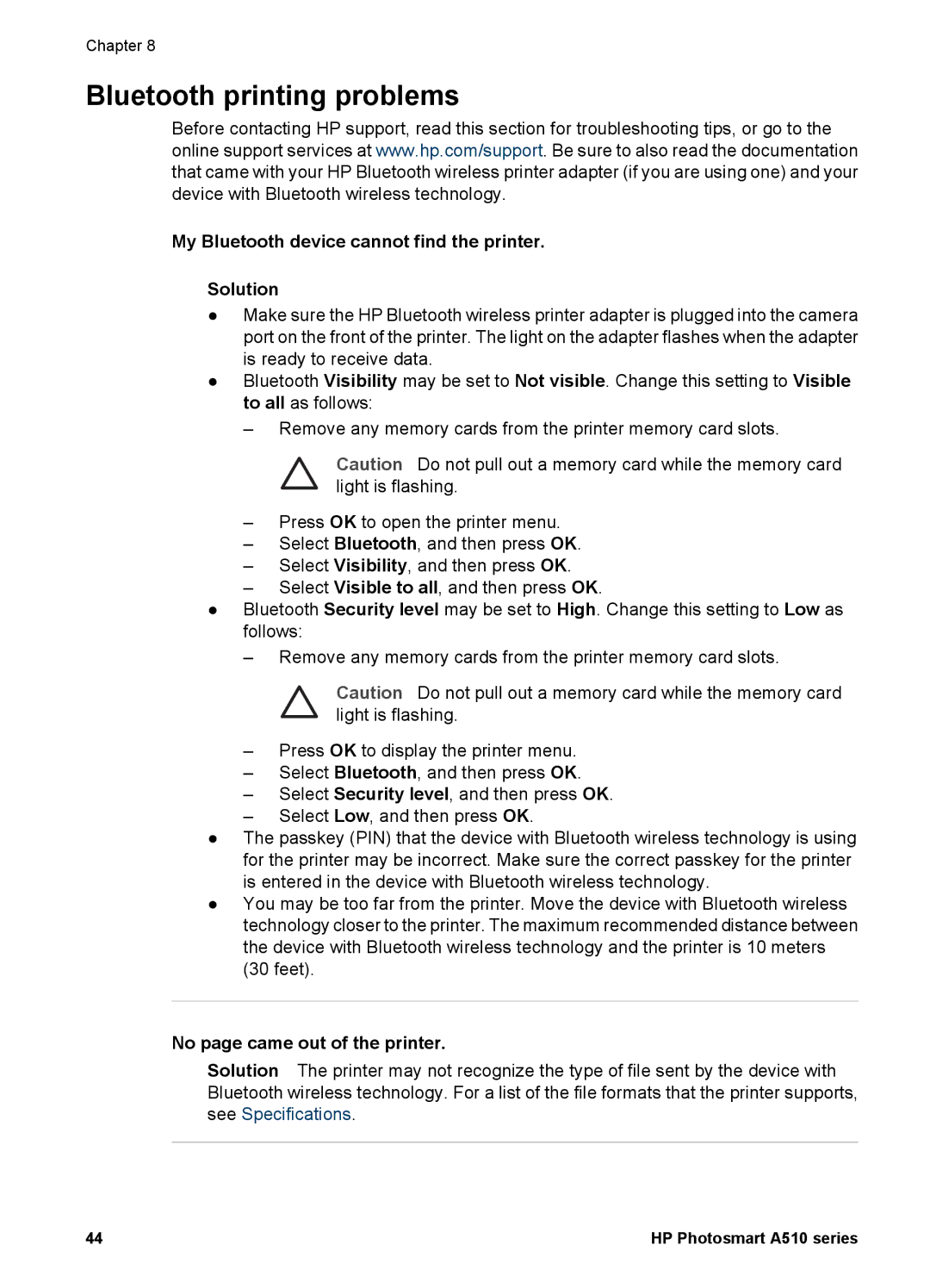 HP A510 Bluetooth printing problems, My Bluetooth device cannot find the printer Solution, No page came out of the printer 