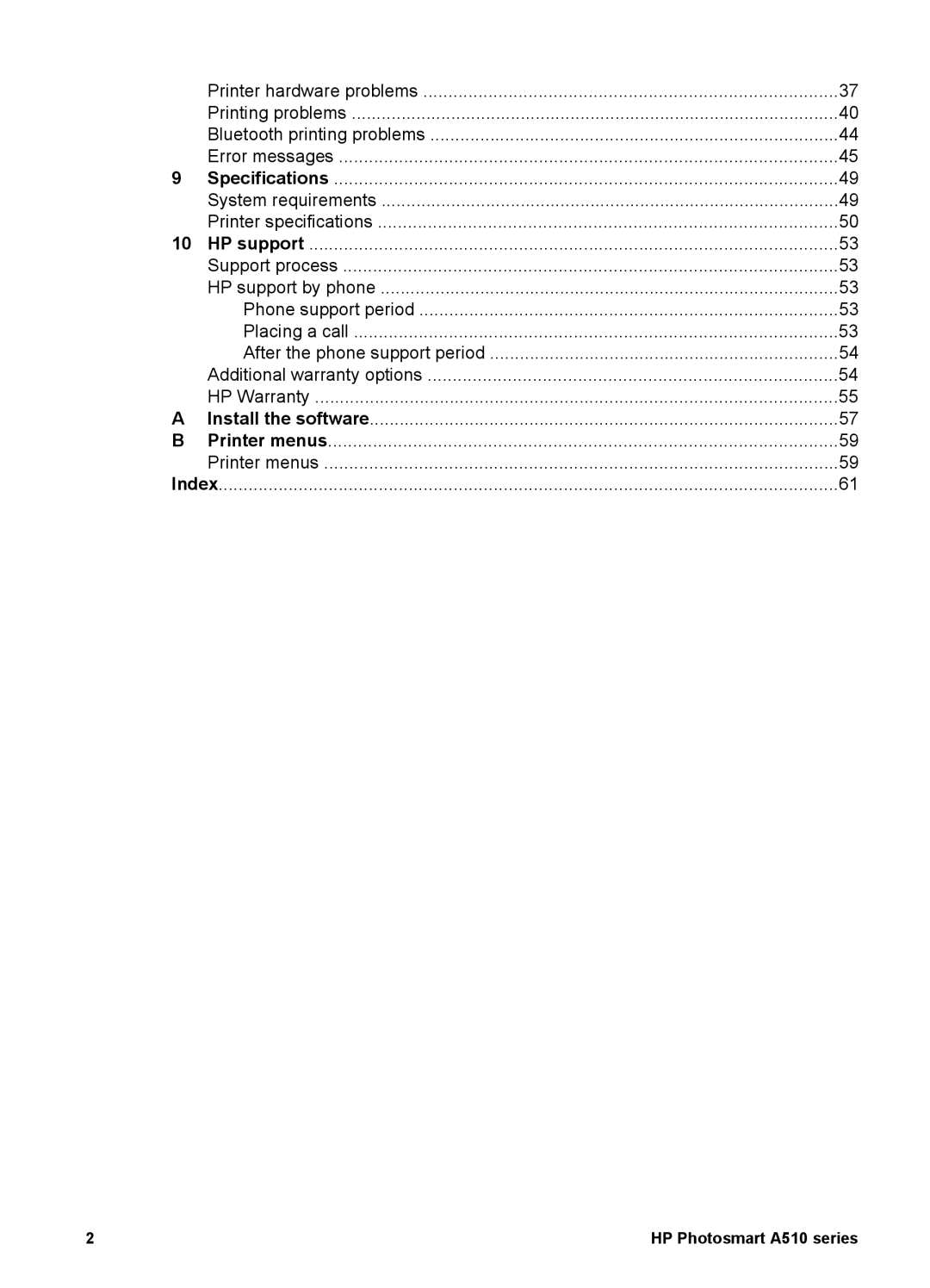 HP manual HP Photosmart A510 series 