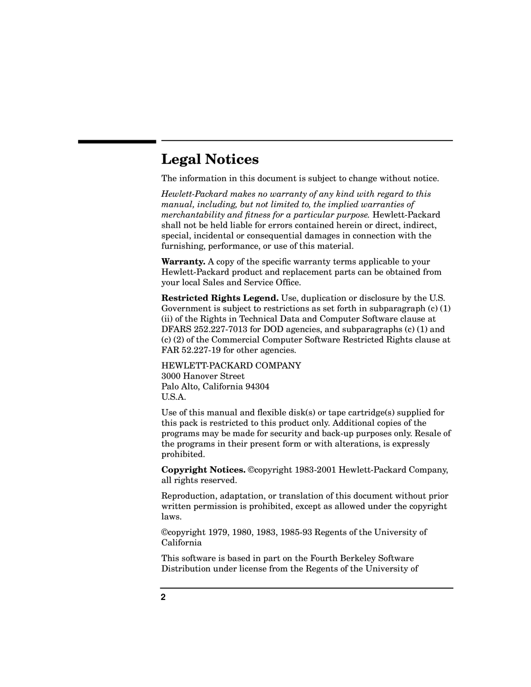 HP A5150A manual Legal Notices 