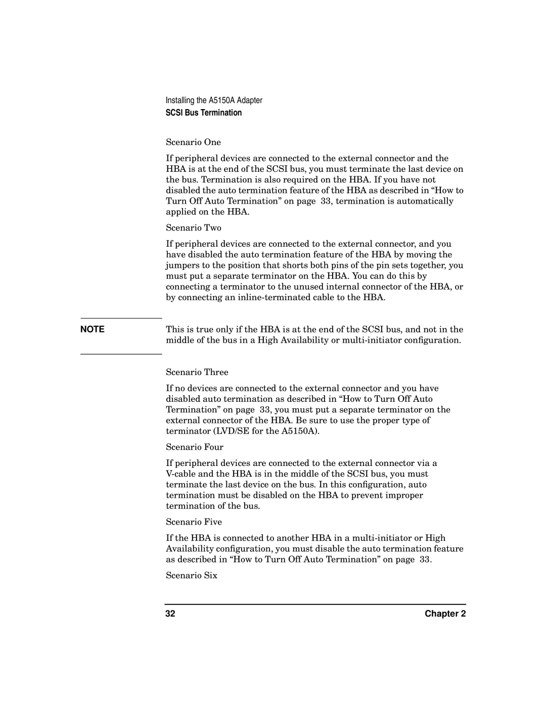 HP A5150A manual Scsi Bus Termination 