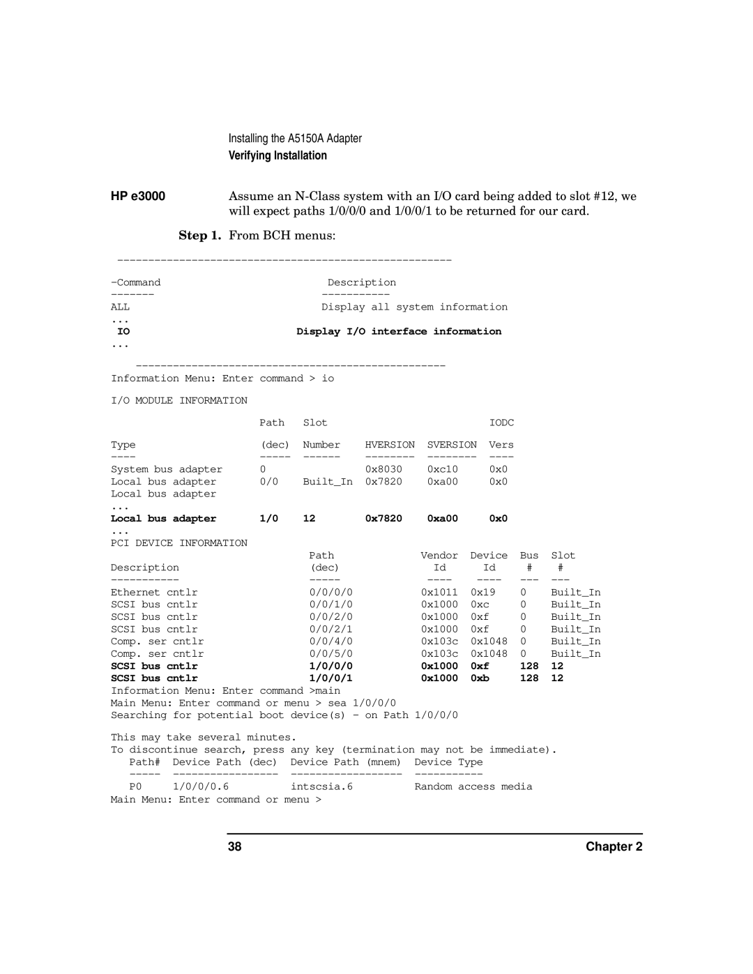 HP A5150A manual Verifying Installation HP e3000 