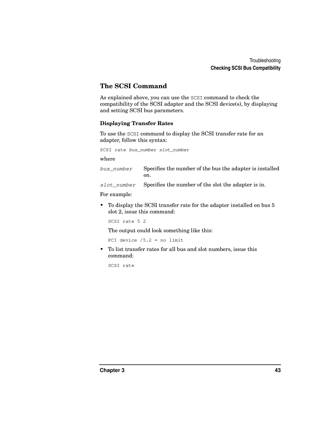 HP A5150A manual Scsi Command, Displaying Transfer Rates 