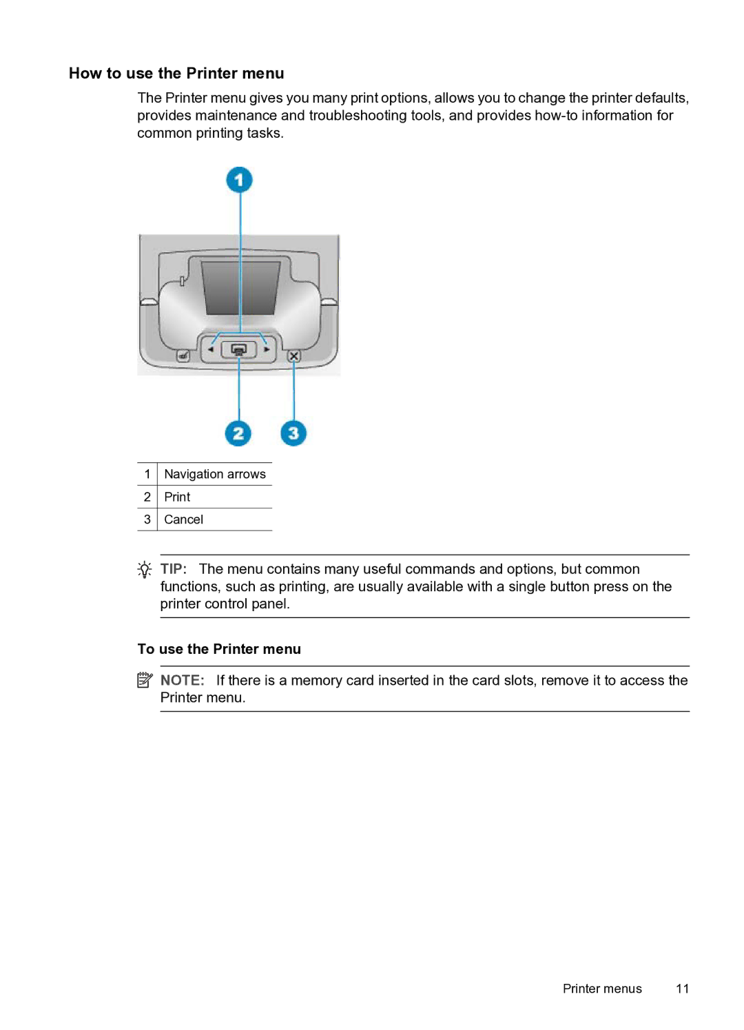 HP A520 manual How to use the Printer menu, To use the Printer menu 