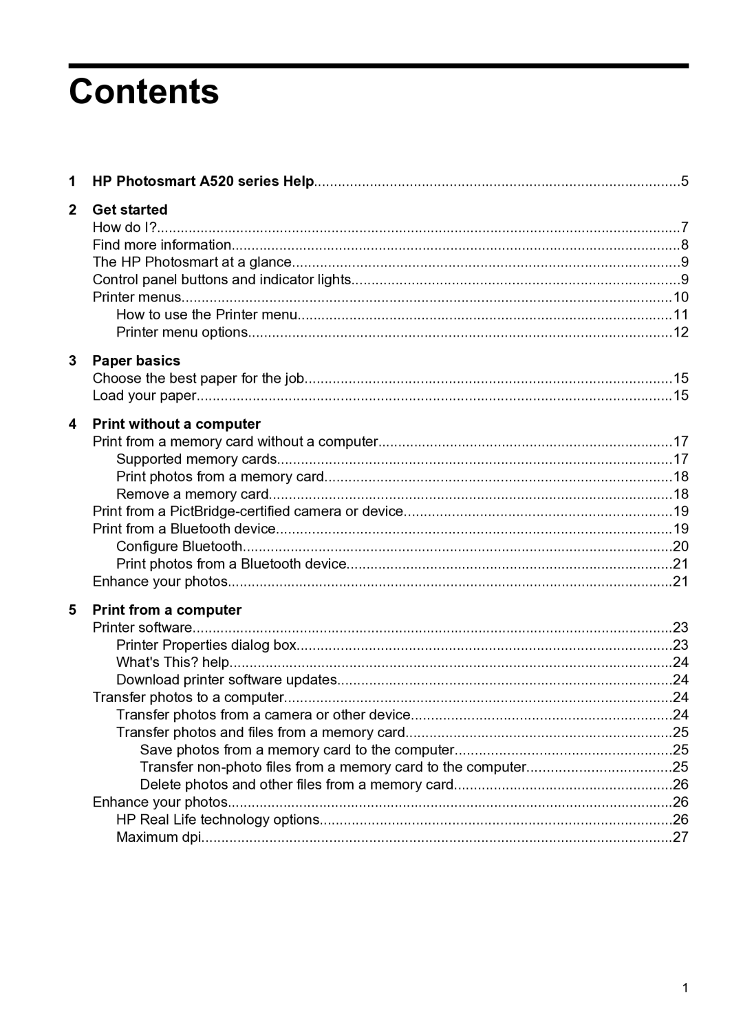 HP A520 manual Contents 