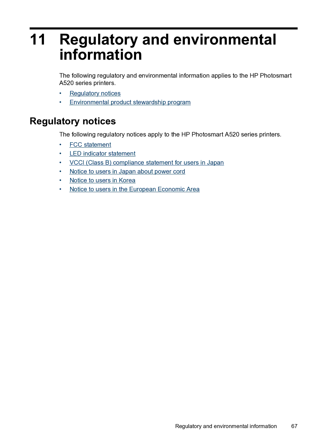 HP A520 manual Regulatory and environmental information, Regulatory notices 