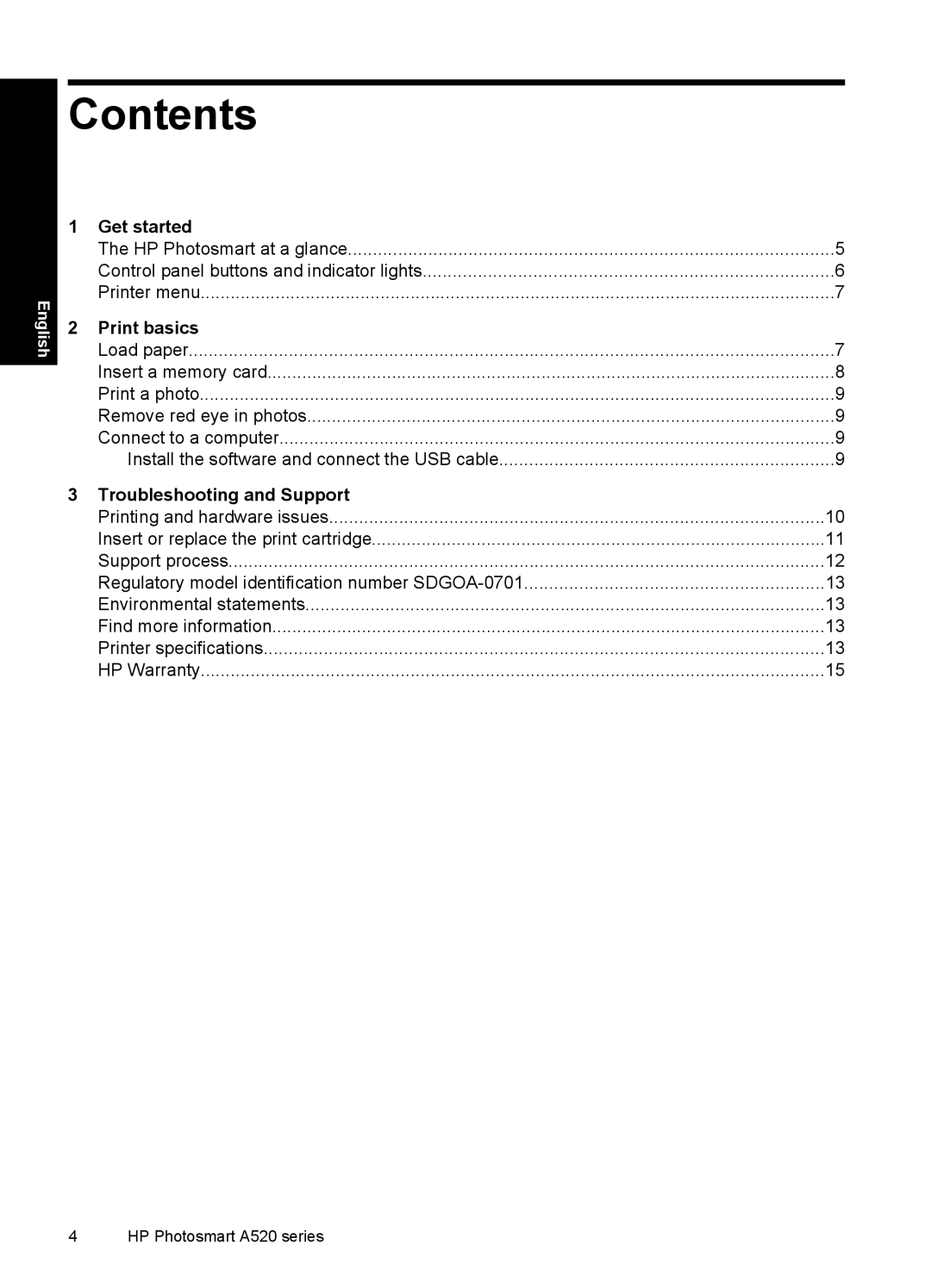 HP A528 manual Contents 