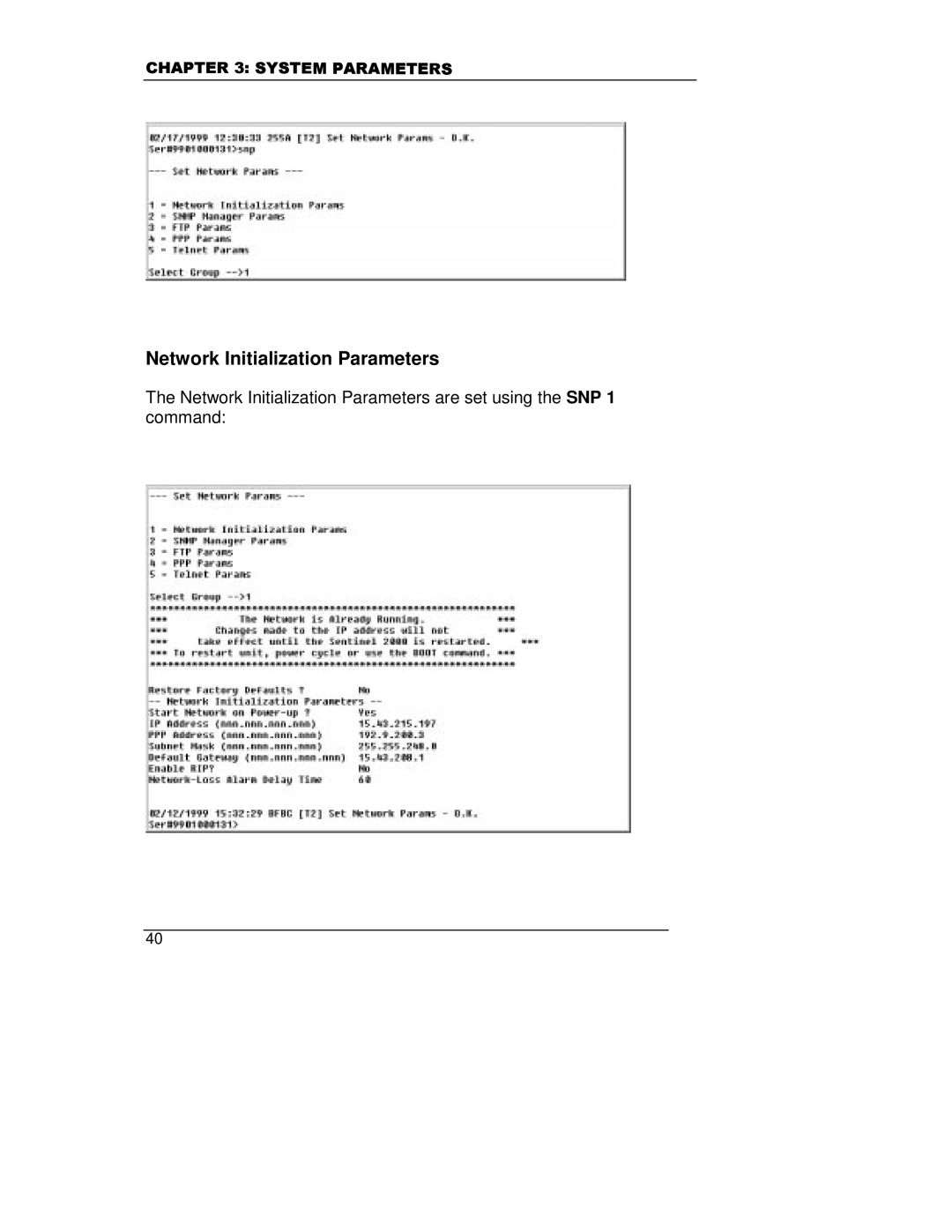 HP A5799A manual Network Initialization Parameters 