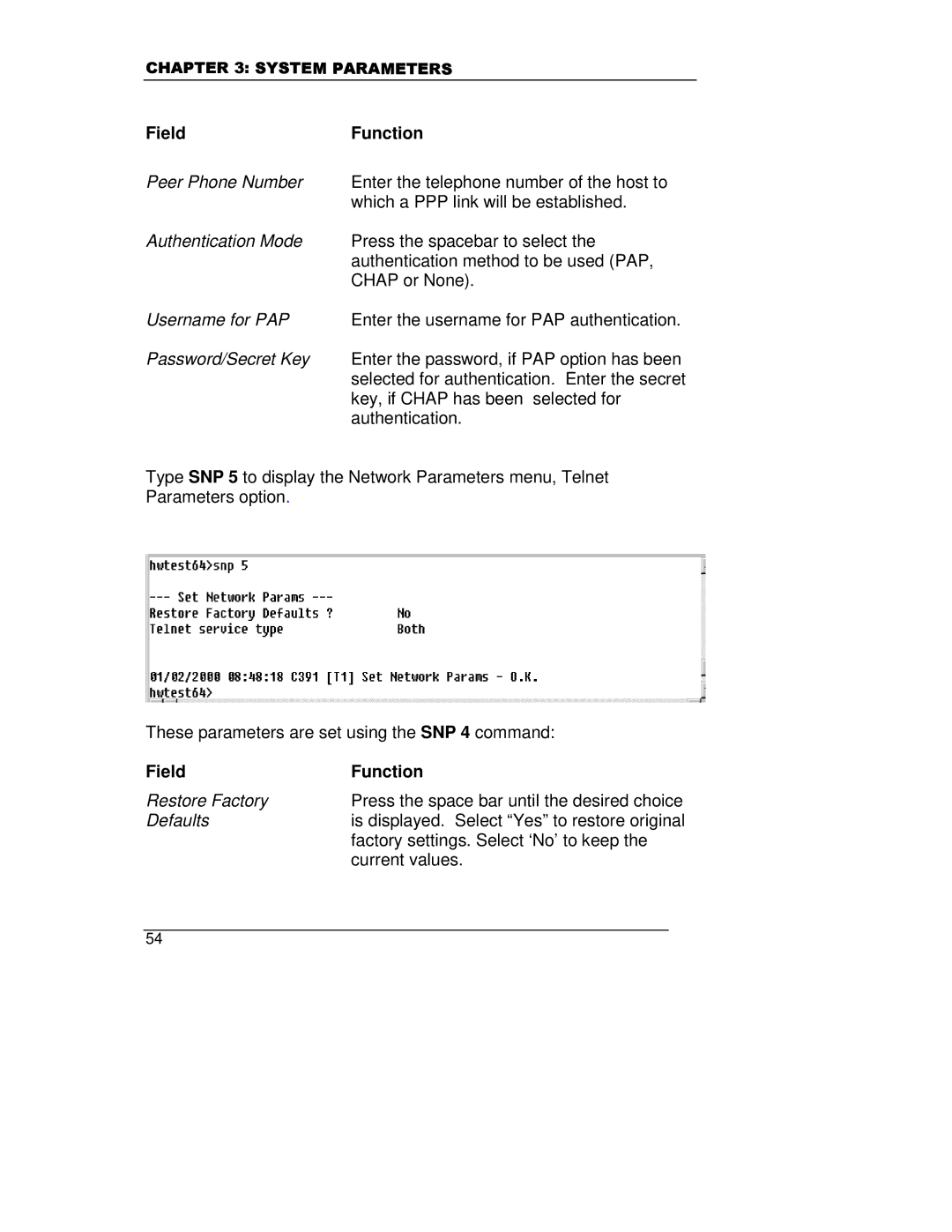 HP A5799A manual FieldFunction, Username for PAP Enter the username for PAP authentication 