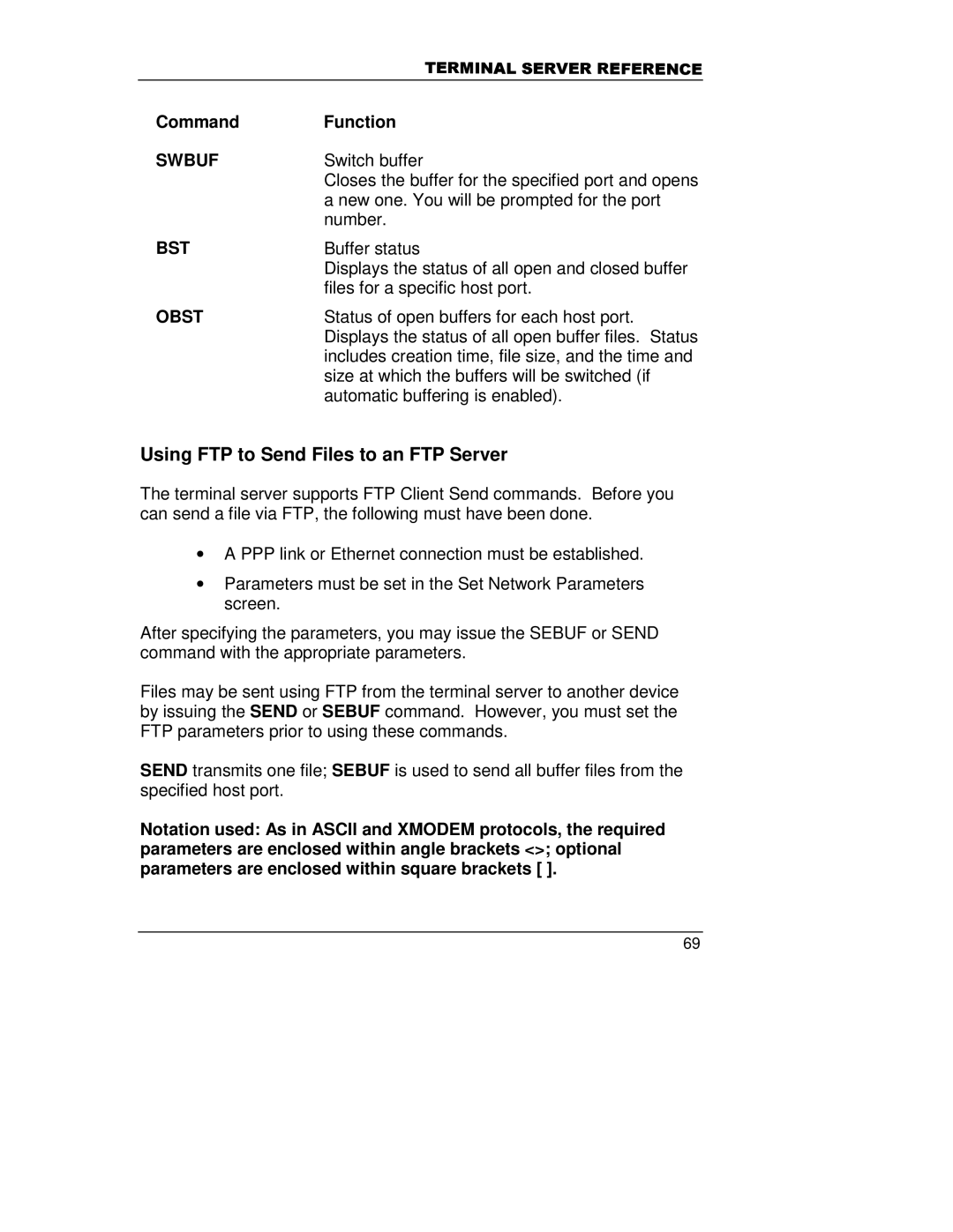 HP A5799A manual Using FTP to Send Files to an FTP Server, Swbuf 