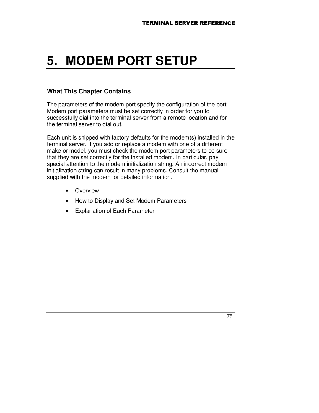 HP A5799A manual Modem Port Setup 