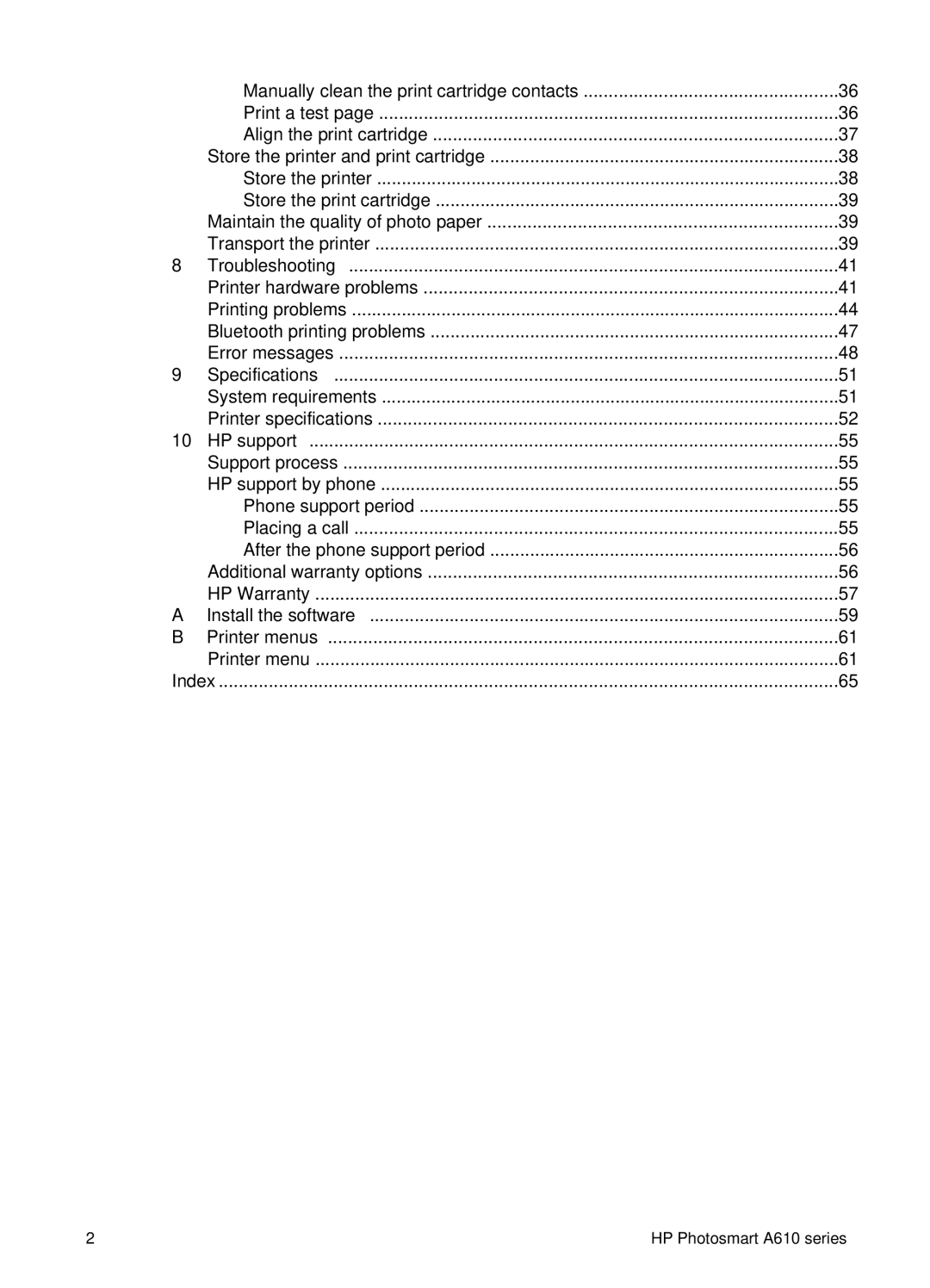 HP A610 manual Manually clean the print cartridge contacts 