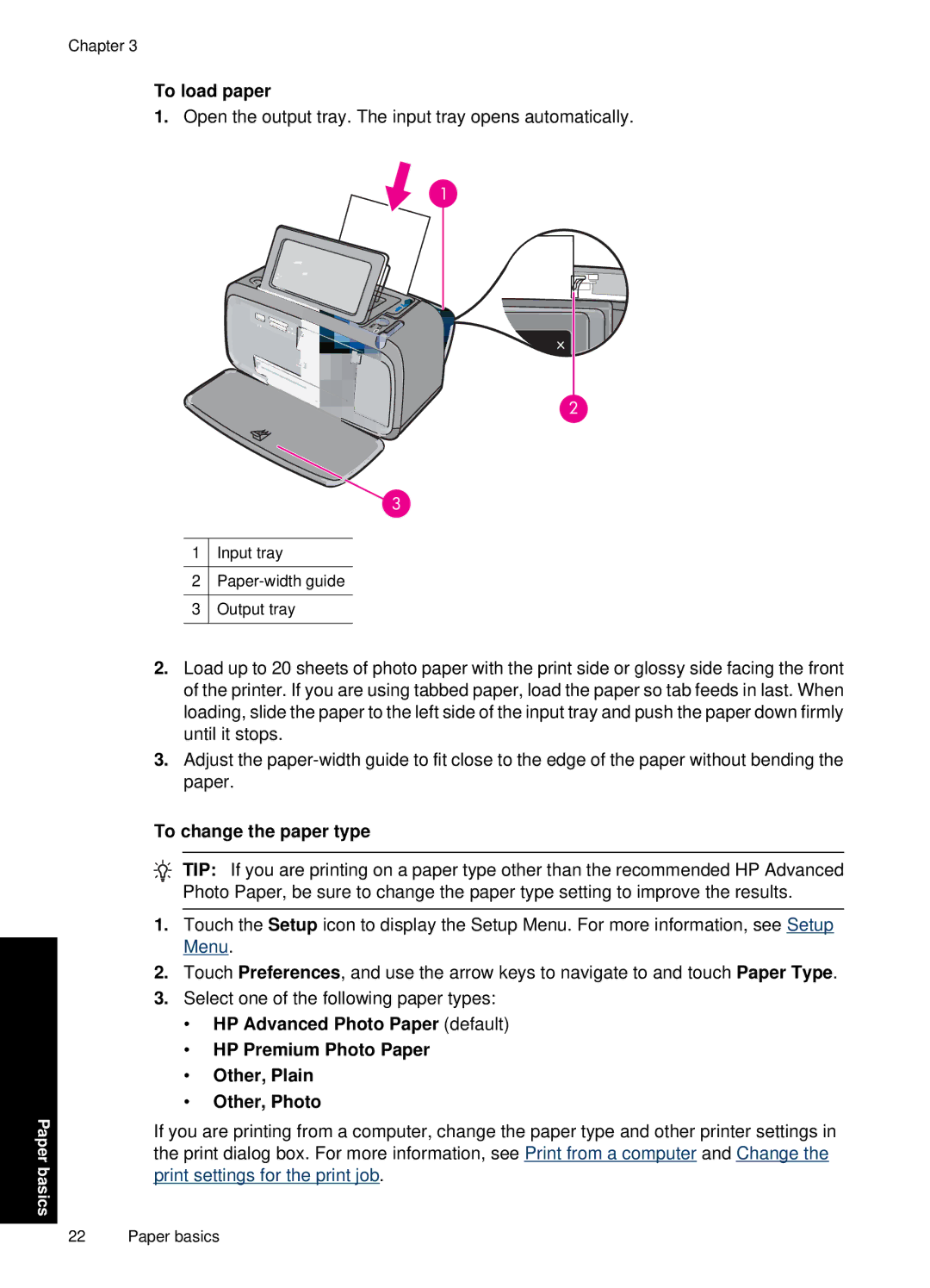 HP A646 Inkjet CC001A#B1H manual To load paper, To change the paper type 