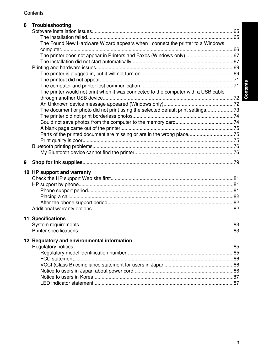 HP A646 Inkjet CC001A#B1H manual Troubleshooting, HP support and warranty, Specifications 