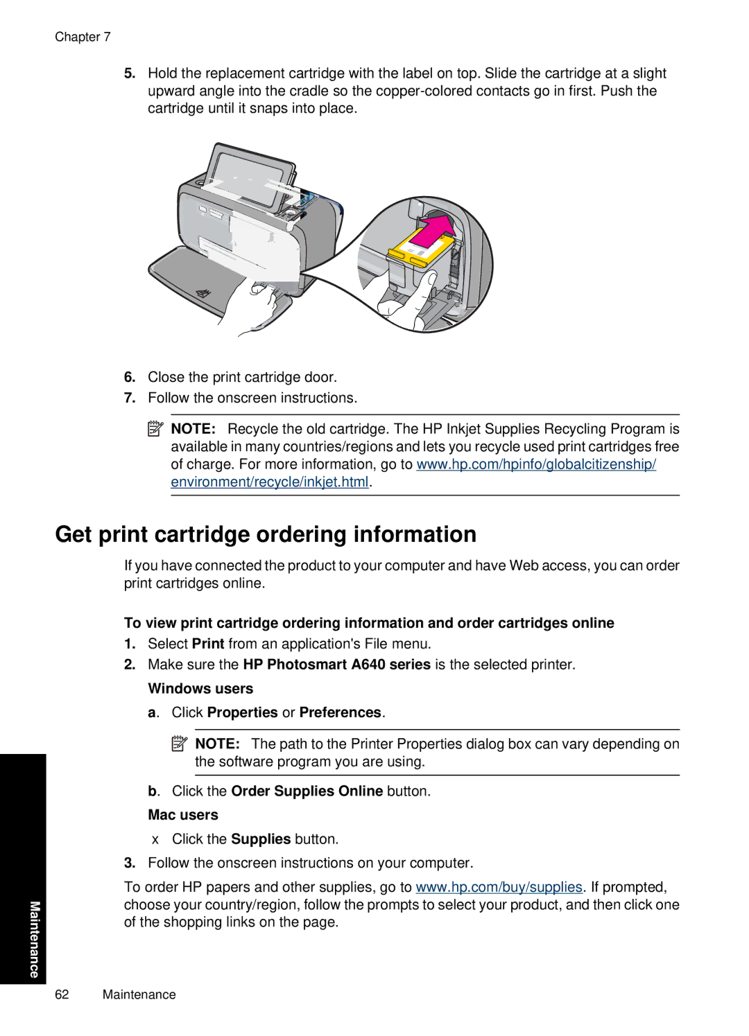 HP A646 Inkjet CC001A#B1H manual Get print cartridge ordering information 