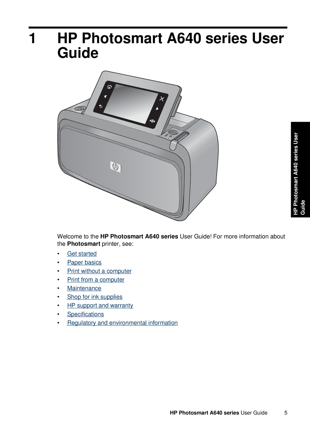 HP A646 Inkjet CC001A#B1H manual HP Photosmart A640 series User Guide 