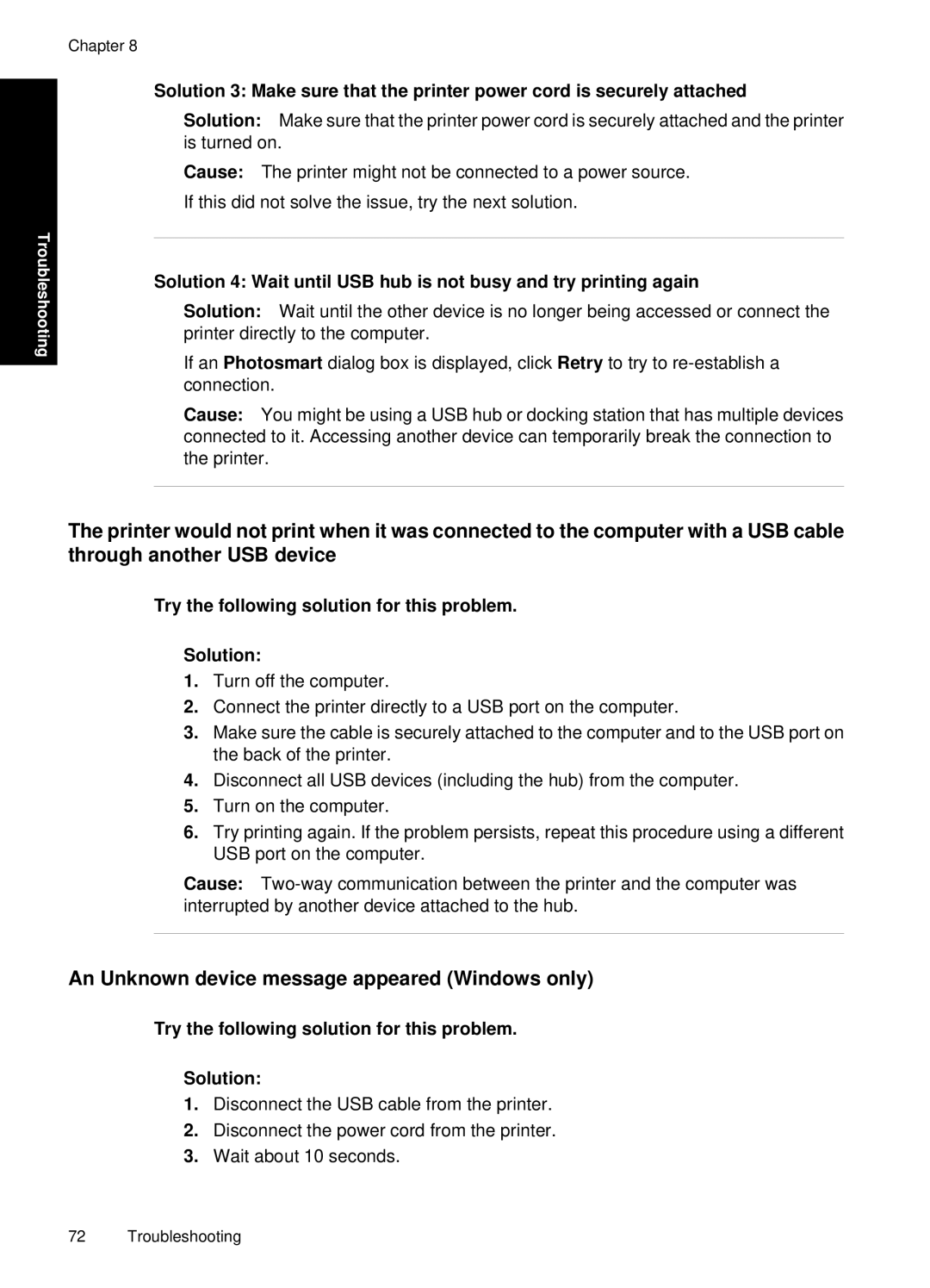 HP A646 Inkjet CC001A#B1H manual An Unknown device message appeared Windows only 