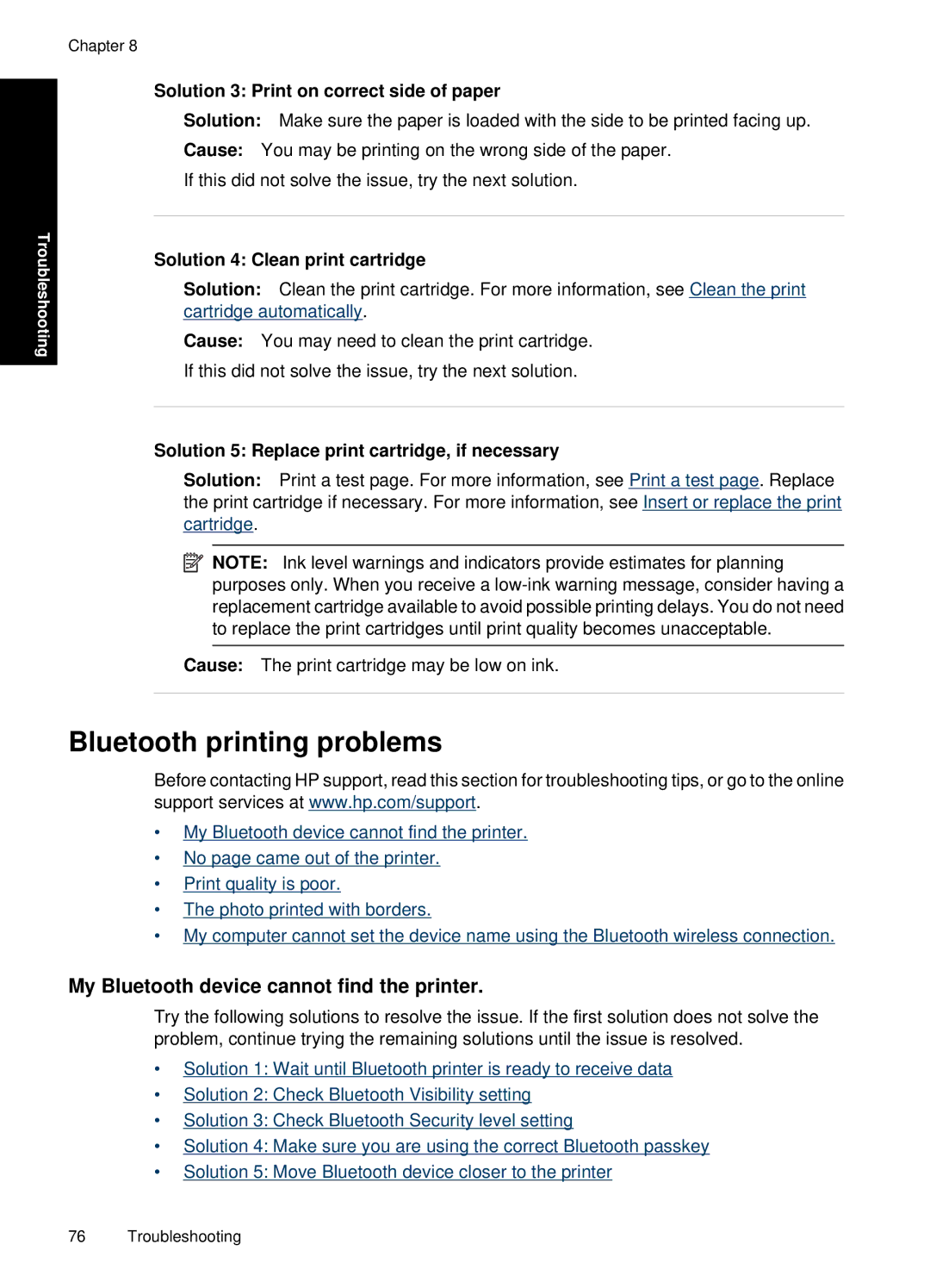 HP A646 Inkjet CC001A#B1H manual Bluetooth printing problems, My Bluetooth device cannot find the printer 