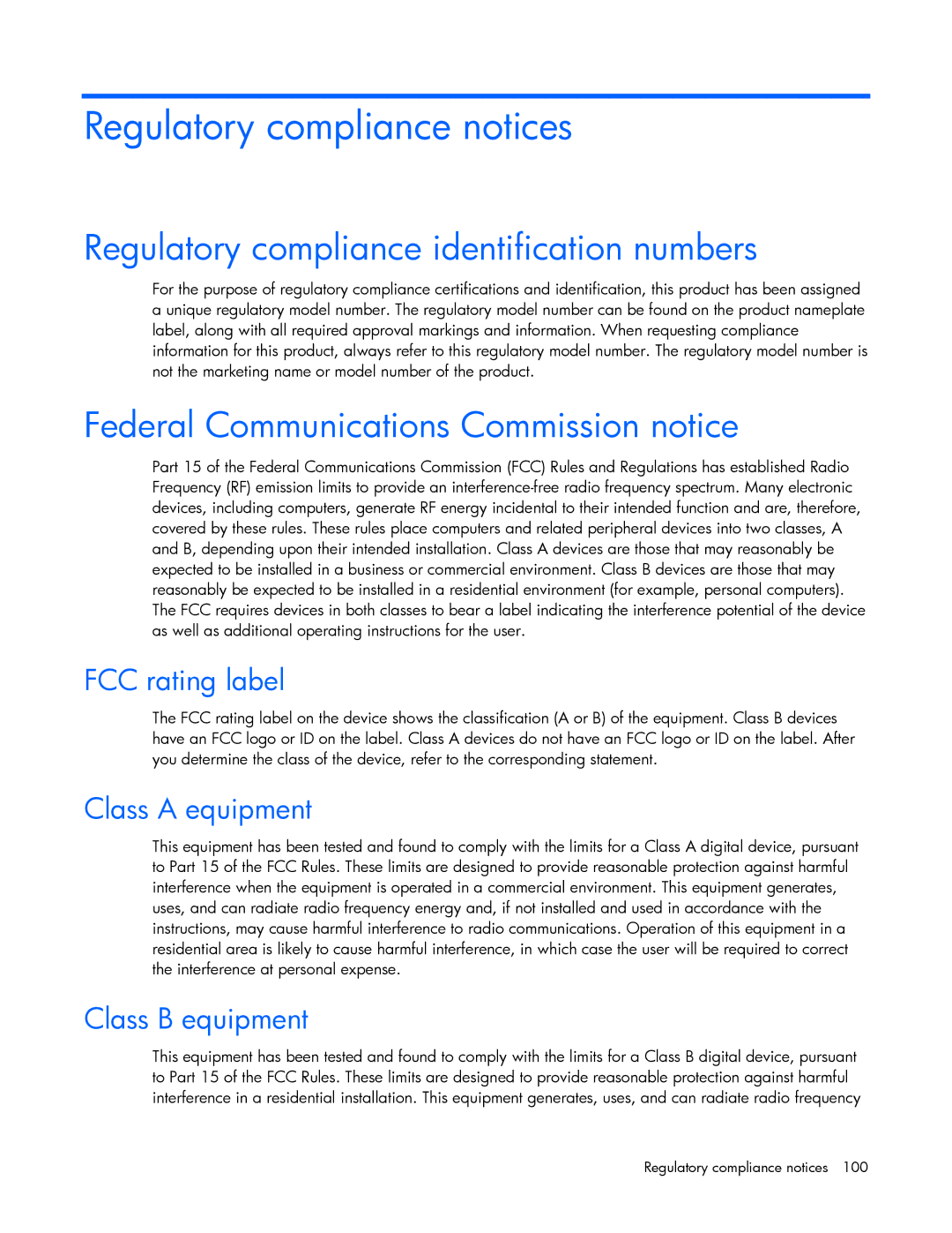 HP A1353A, A6584A, A1354A, A1356A, J4373A, J4370A Regulatory compliance notices, Regulatory compliance identification numbers 