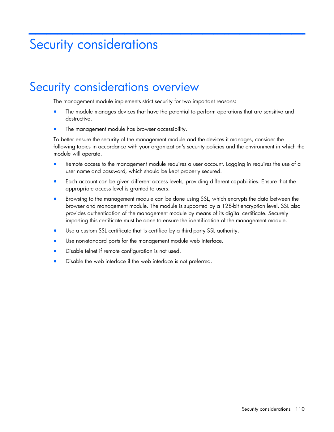 HP J4370A, A6584A, A1354A, A1353A, A1356A, J4373A, J4367A manual Security considerations overview 