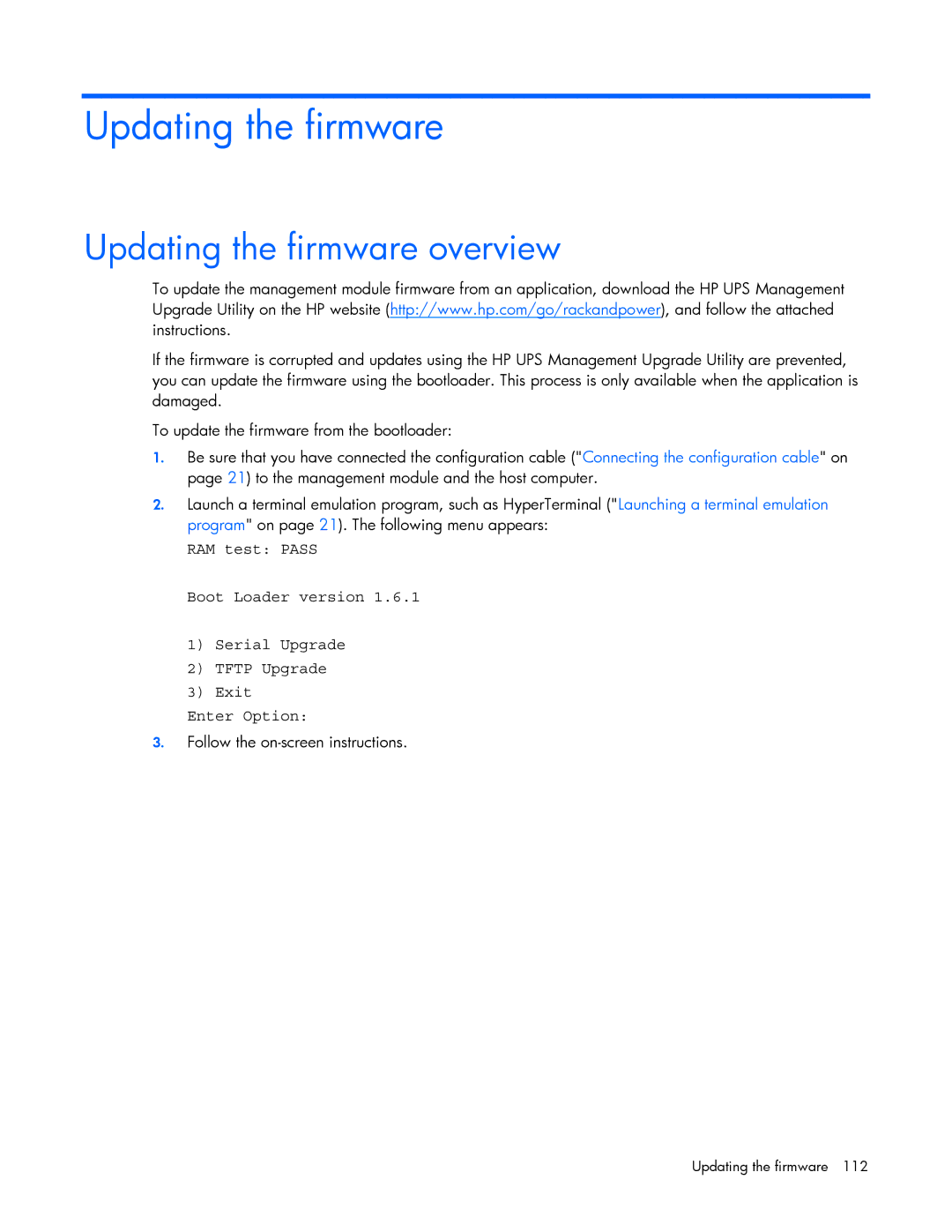 HP A6584A, A1354A, A1353A, A1356A, J4373A, J4370A, J4367A manual Updating the firmware overview 