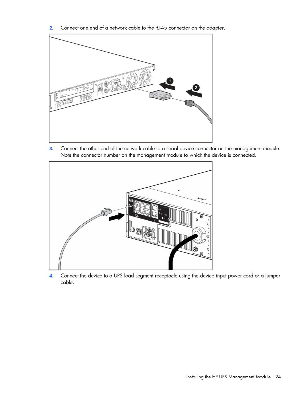 HP A1356A, A6584A, A1354A, A1353A, J4373A, J4370A, J4367A manual Installing the HP UPS Management Module 