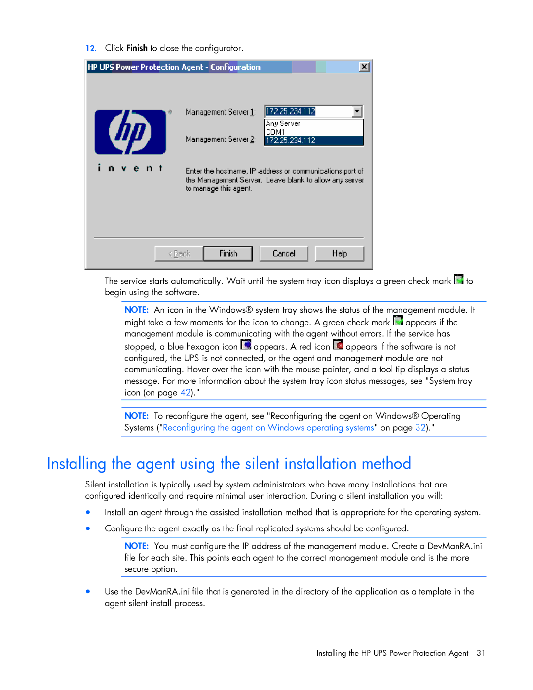 HP A1356A, A6584A, A1354A, A1353A, J4373A, J4370A, J4367A manual Installing the agent using the silent installation method 