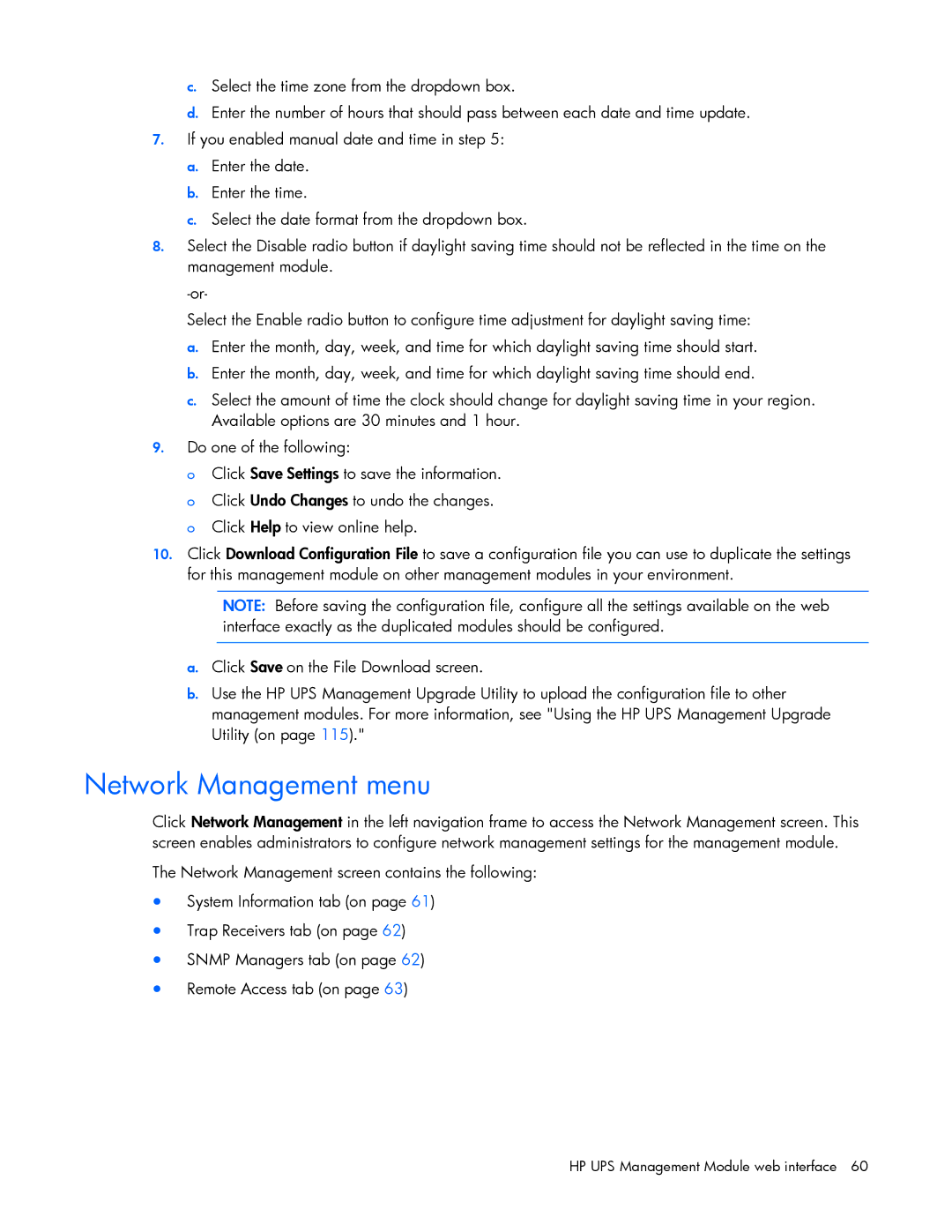 HP J4373A, A6584A, A1354A, A1353A, A1356A, J4370A, J4367A manual Network Management menu 