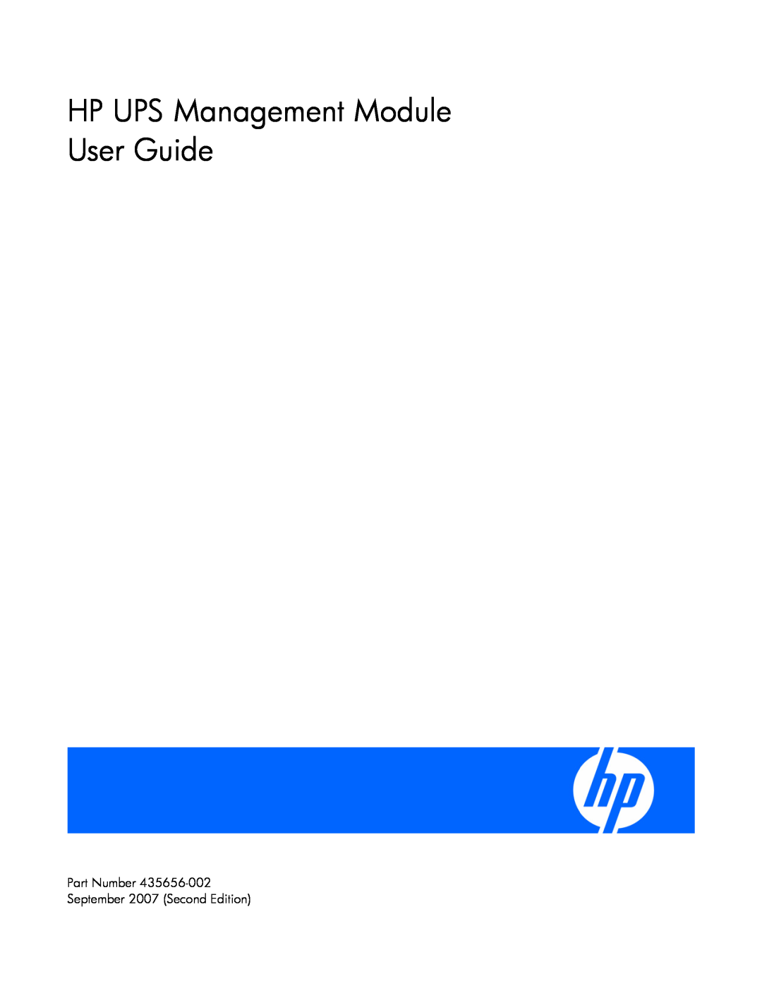 HP A1354A, A6584A, A1353A, A1356A manual HP UPS Management Module User Guide, Part Number September 2007 Second Edition 