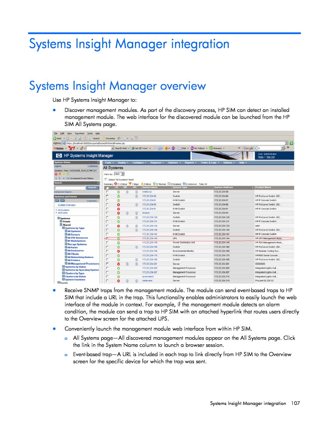 HP A1353A, A6584A, A1354A, A1356A, J4373A, J4370A, J4367A Systems Insight Manager integration, Systems Insight Manager overview 