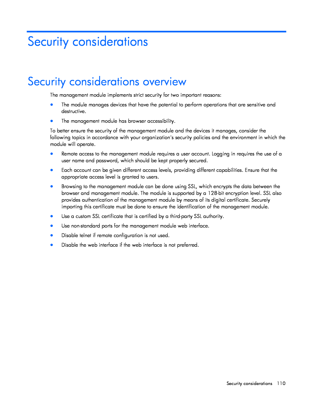 HP J4370A, A6584A, A1354A, A1353A, A1356A, J4373A, J4367A manual Security considerations overview 