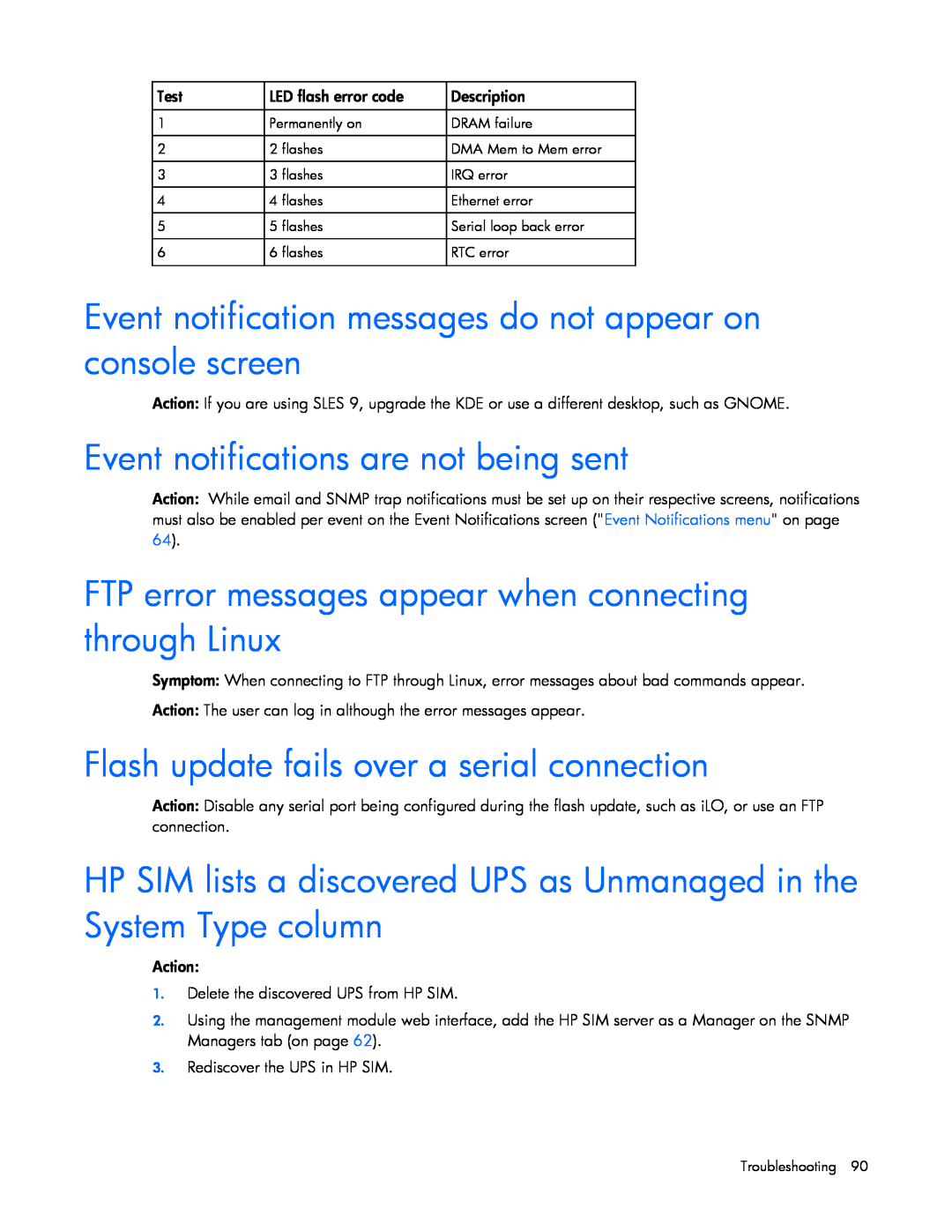 HP J4367A, A6584A manual Event notification messages do not appear on console screen, Event notifications are not being sent 