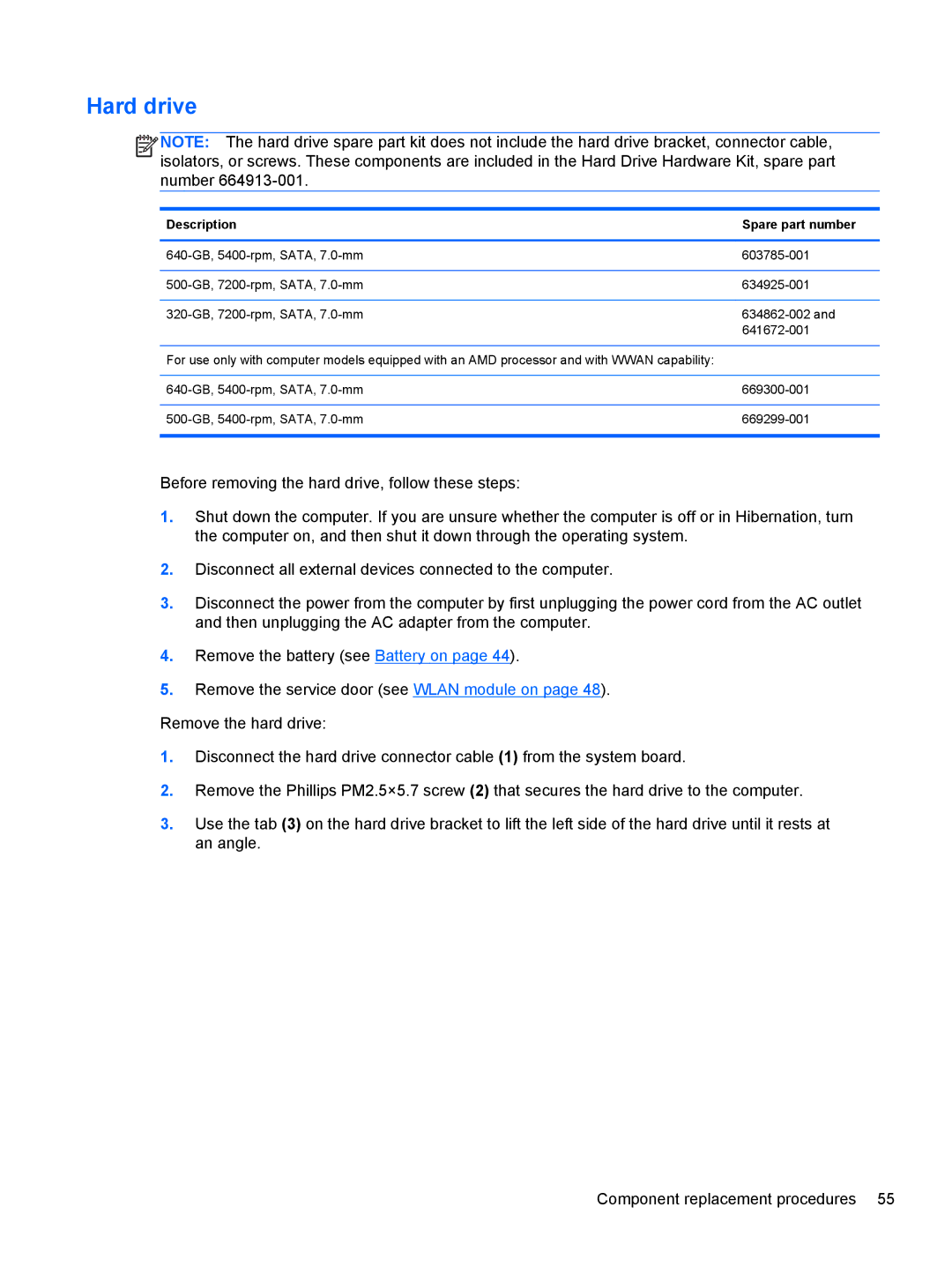 HP A6X41UA manual Hard drive 