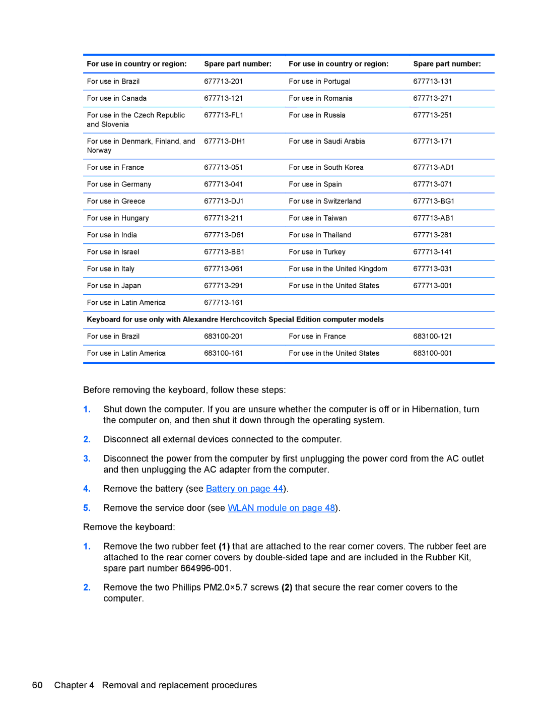 HP A6X41UA manual For use in country or region Spare part number 