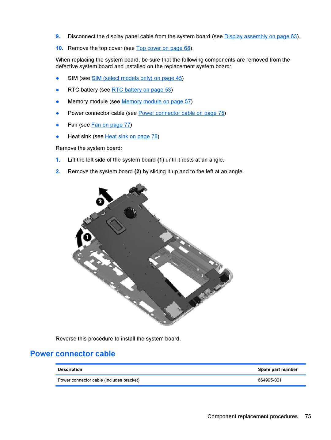 HP A6X41UA manual Power connector cable 