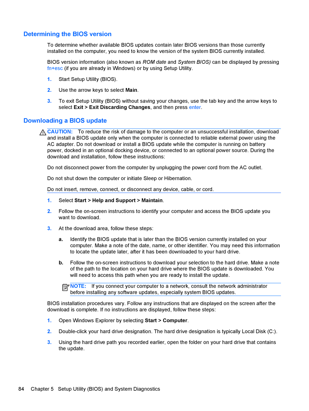 HP A6X41UA manual Determining the Bios version 