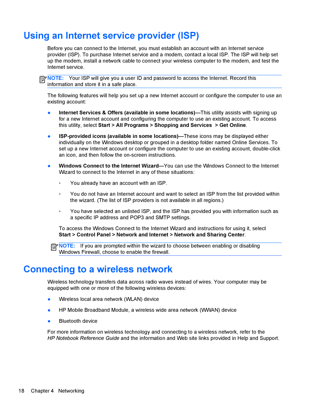 HP A6X41UAR#ABA manual Using an Internet service provider ISP, Connecting to a wireless network 