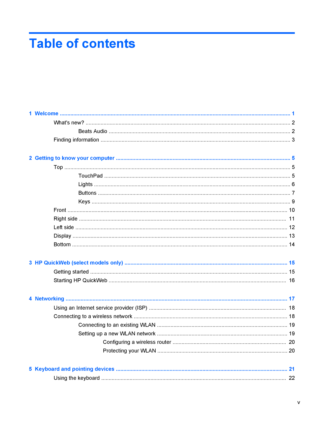 HP A6X41UAR#ABA manual Table of contents 