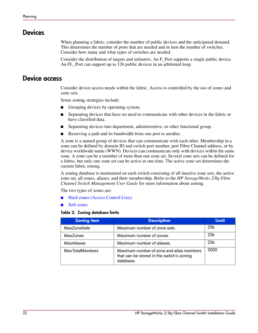 HP A7540-96010 manual Devices, Device access 