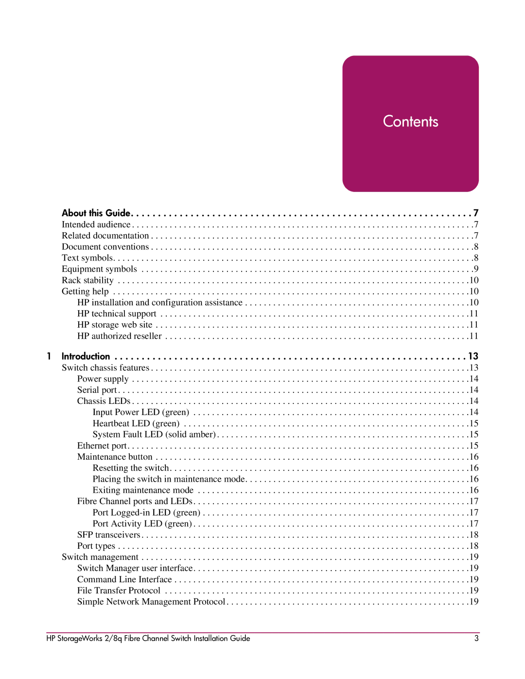 HP A7540-96010 manual Contents 