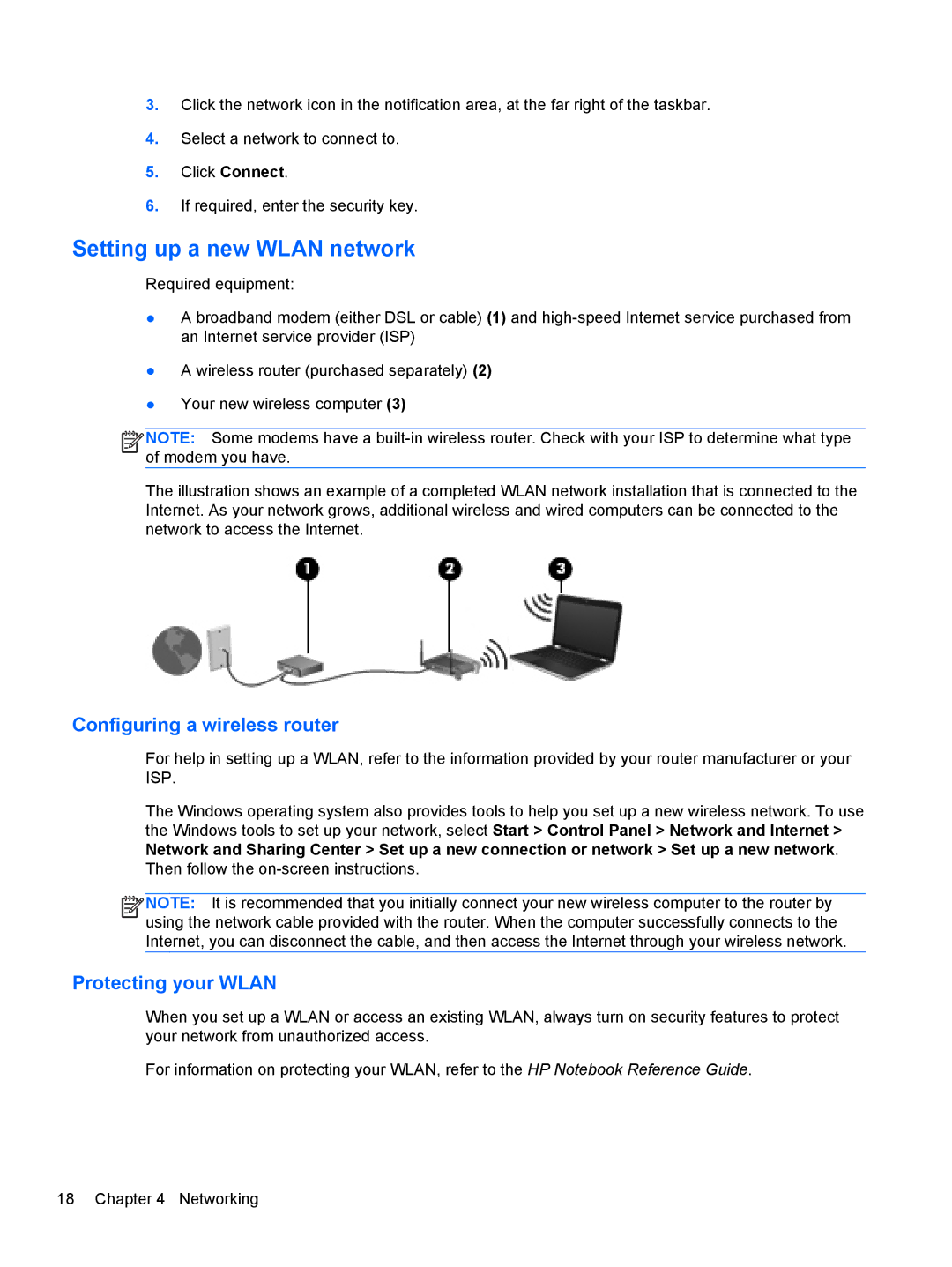 HP A7A43UAR#ABA manual Setting up a new Wlan network, Configuring a wireless router 