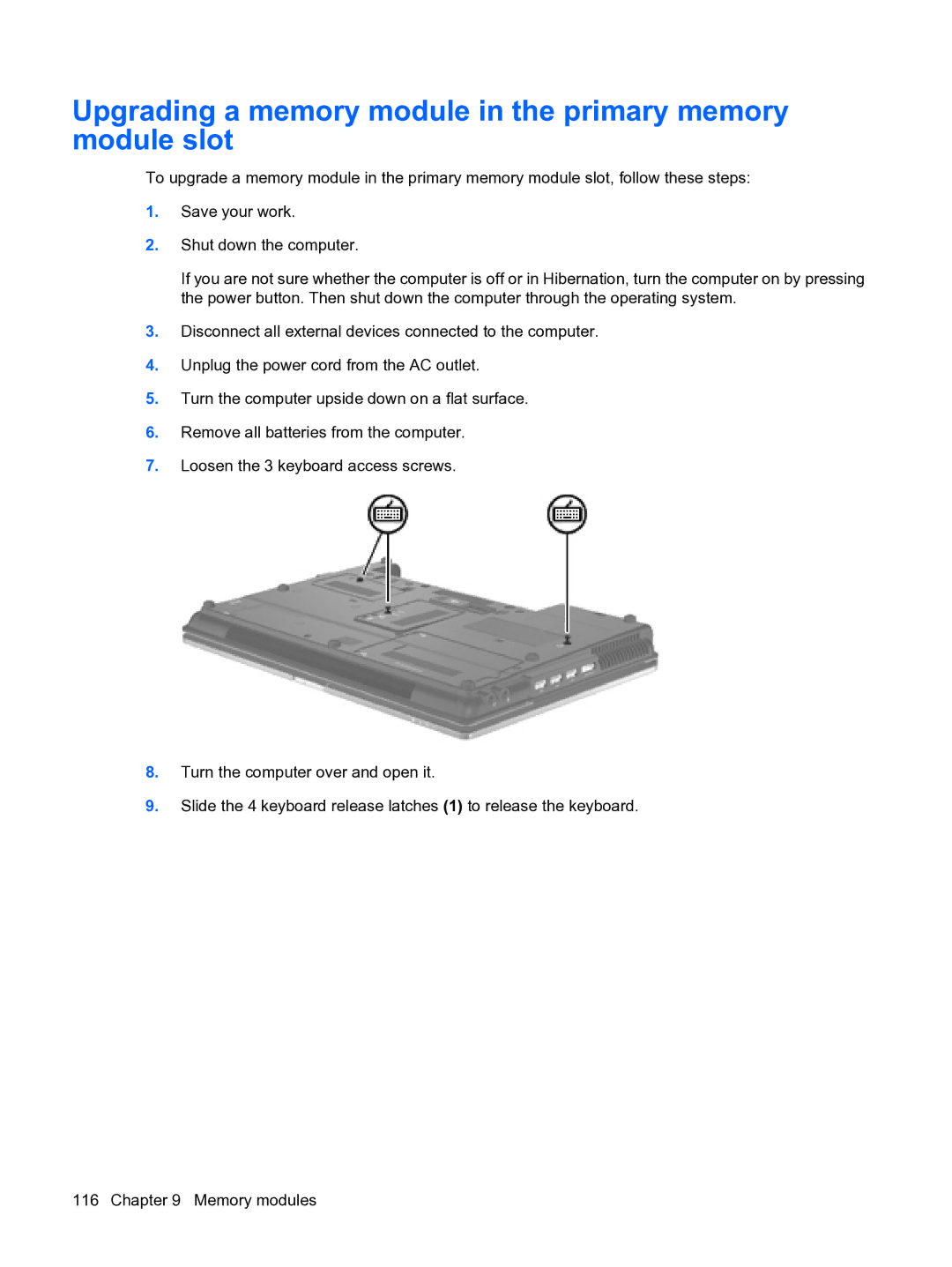 HP A7V-M, D3L12AW#ABA manual Upgrading a memory module in the primary memory module slot 