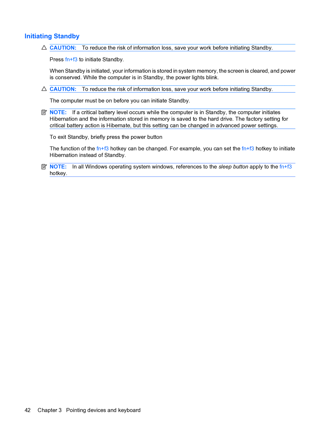 HP A7V-M, D3L12AW#ABA manual Initiating Standby 