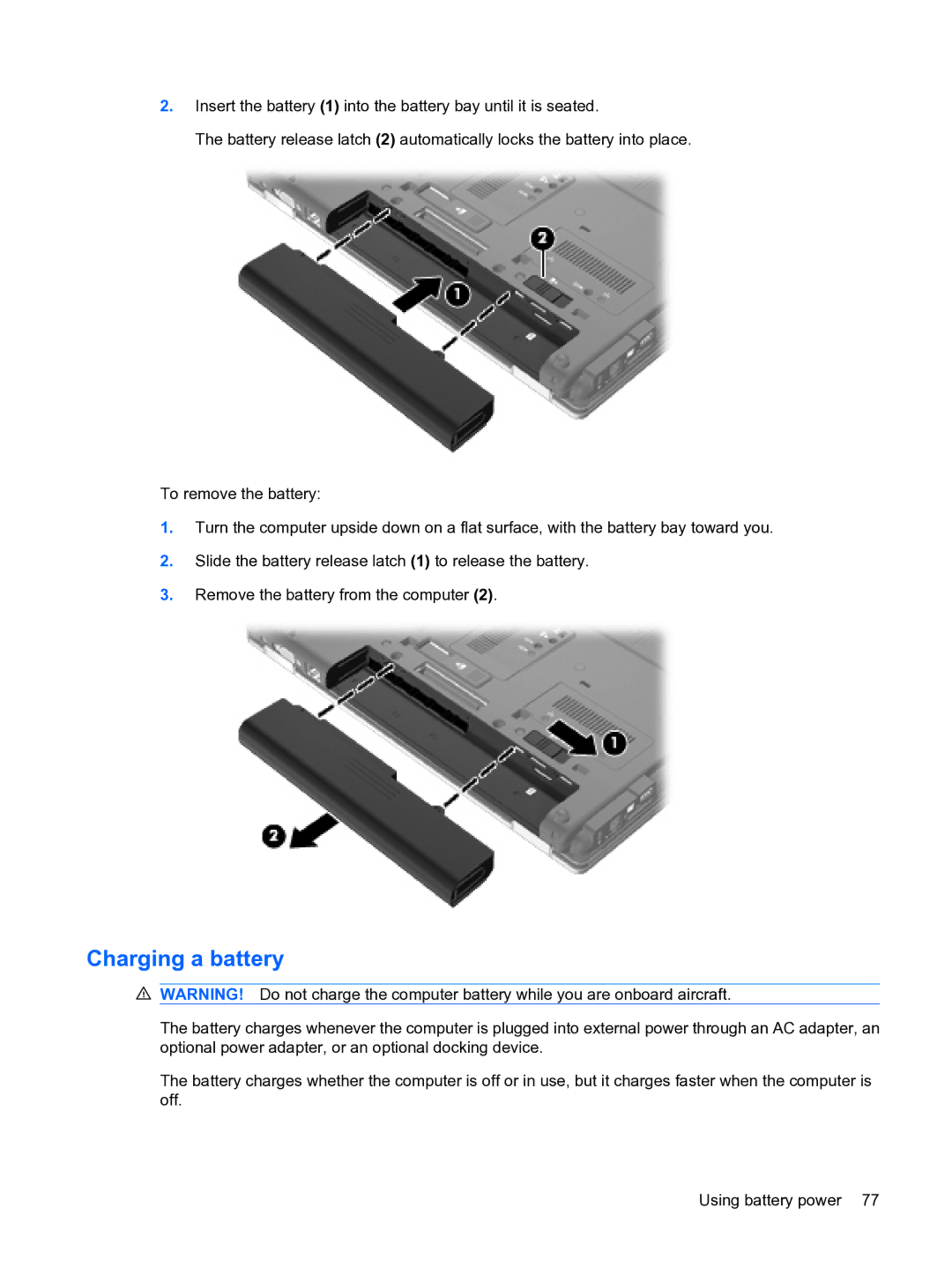 HP D3L12AW#ABA, A7V-M manual Charging a battery 